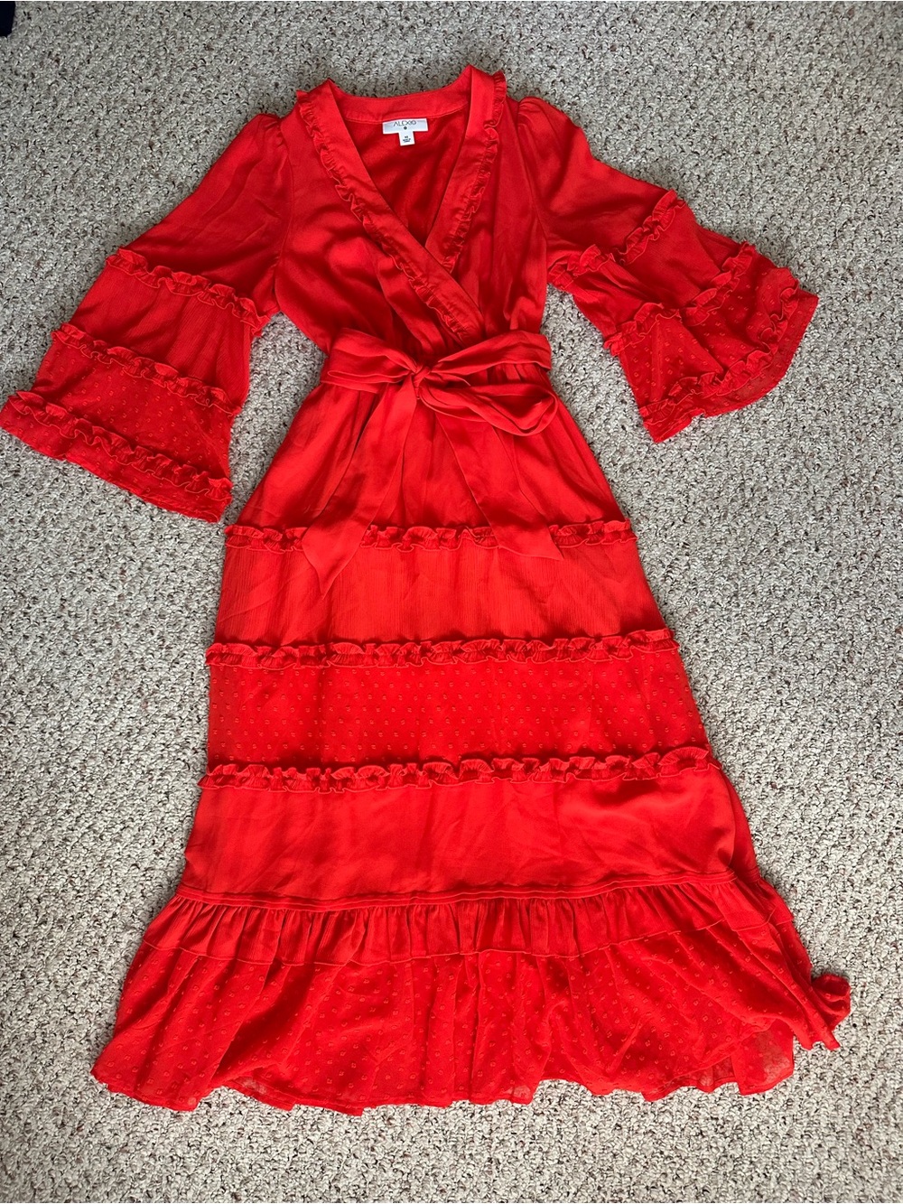 Alexis by target Red Ruffle Tiered Maxi Dress